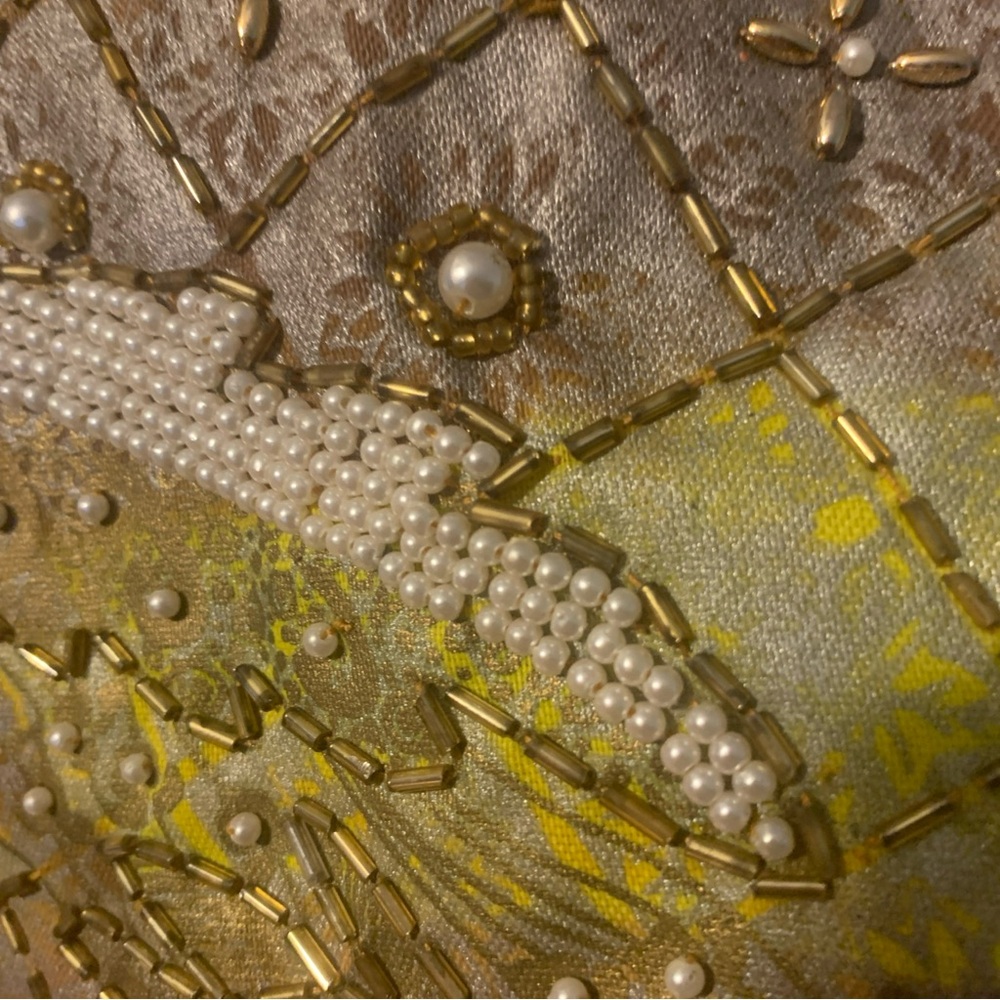 vtg 80s embroidered VEST Ana Moro‎ All Size pearl gold beaded Stunning - Picture 8 of 16